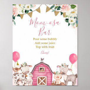 Girl Pink Farm Carousel Mom-osa Bar Sign