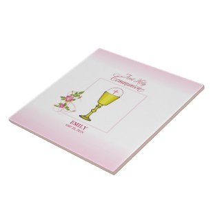 Girl Pink First Holy Communion, Chalice, Host, Ros Tile