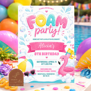 Girl Pink Foam party invitation