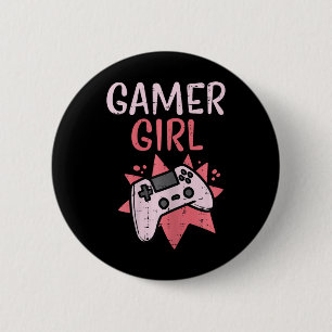 Girl Pink Game Controller Cute Video Gaming Women  6 Cm Round Badge