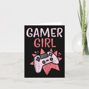 Girl Pink Game Controller Cute Video Gaming Women Card