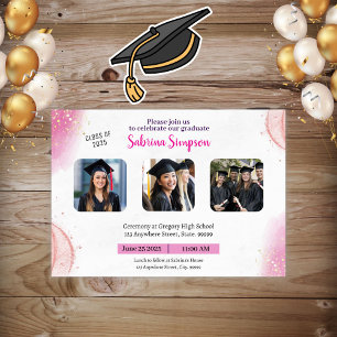 Girl Pink Graduation Invitation