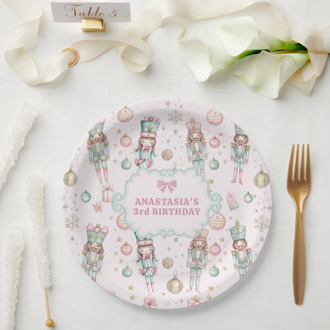 Girl Pink Nutcracker Birthday  Paper Plate (Wedding)