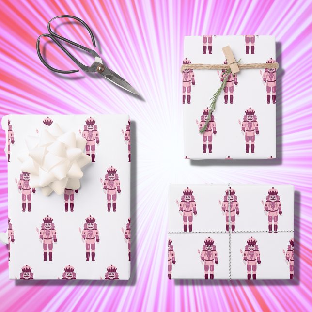 girl Pink Nutcracker Watercolor Christmas Holidays Wrapping Paper Sheet (Creator Uploaded)