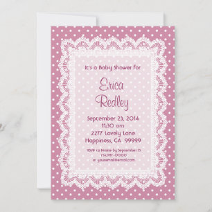 GIRL Pink Polka Dots Baby Shower V17A Invitation
