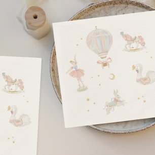 Girl Pink Princess Ballerina Birthday Party Napkin