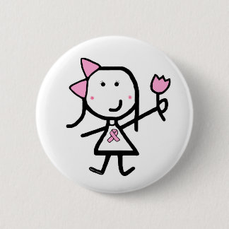 Girl & Pink Ribbon 6 Cm Round Badge