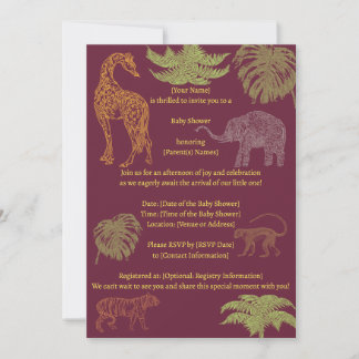Girl Pink Safari Baby Shower  Invitation