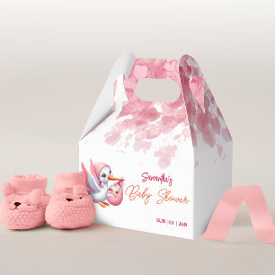 Girl pink stork baby shower Favour Box