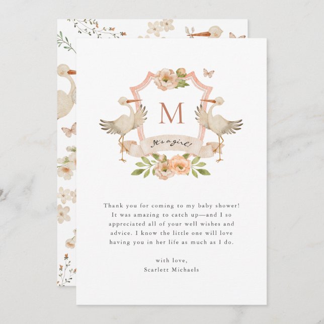 Girl Pink Thank You Card (Front/Back)