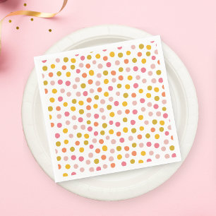 Girl Pink Yellow Polka Dots Paper Napkin