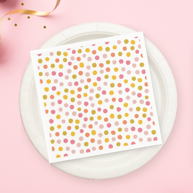 Girl Pink Yellow Polka Dots Paper Napkin (Creator Uploaded)