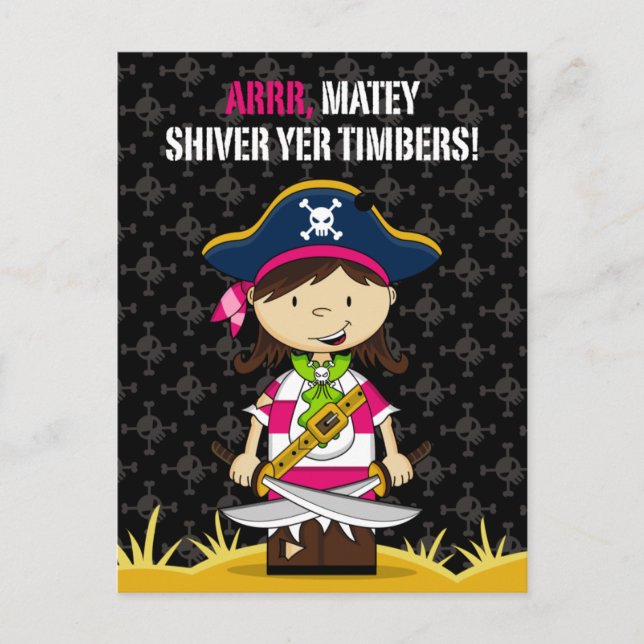 Girl Pirate Captain Postcard (Front)