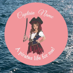 Girl Pirate  Classic Round Sticker