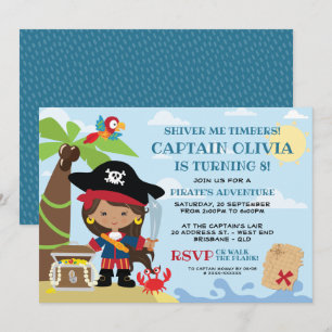 Girl Pirate Party Birthday Invitations