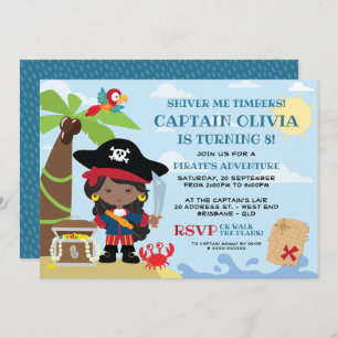 Girl Pirate Party Birthday Invitations