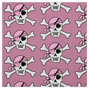 Girl Pirate Skull and Bones Pink Fabric
