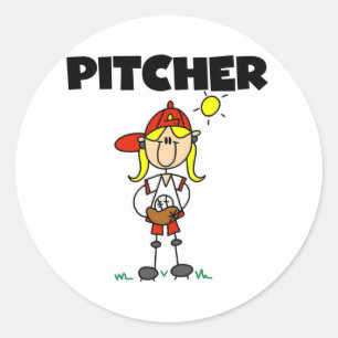 Girl Pitcher Classic Round Sticker