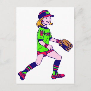 Girl Playing Baseball Postcard