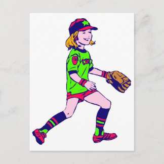 Girl Playing Baseball Postcard