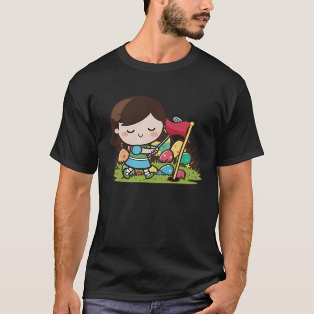 Girl Playing Golf Golf Easter T-Shirt (Front)