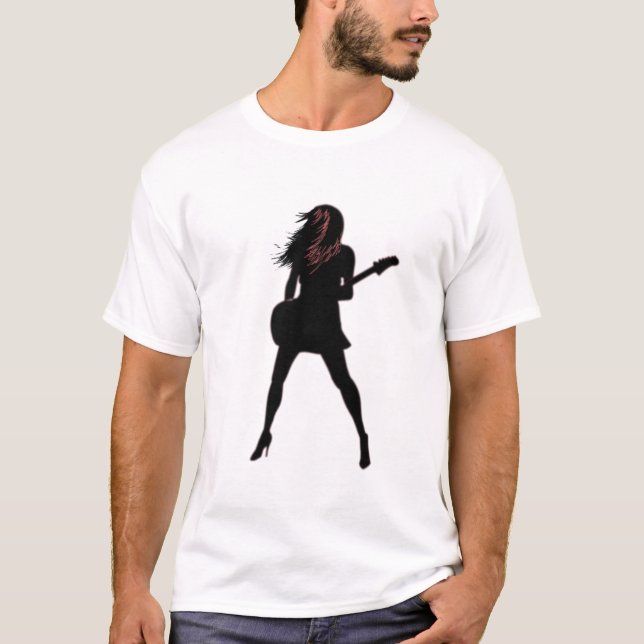 Girl Playing Guitar T-Shirt Rock N Roll Party (Front)