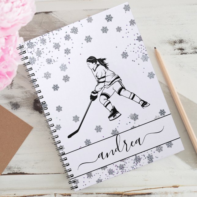 Girl Playing Ice Hockey Team Player Girly Name    Notebook (Creator Uploaded)