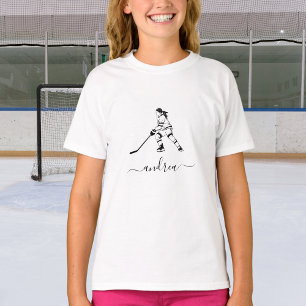 Girl Playing Ice Hockey Team Player Girly Name  T-Shirt
