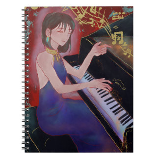 Girl Playing Piano Spiral Notebook
