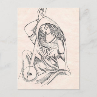 Girl playing sitar postcard