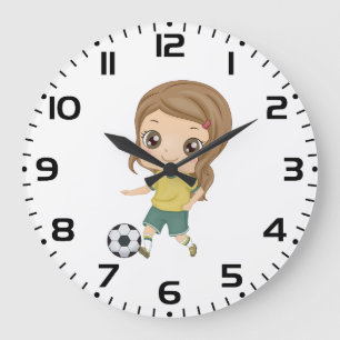Girl Playing Soccer Adorable Kids Sports Large Clock