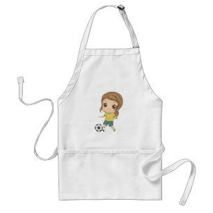 Girl Playing Soccer Adorable Kids Sports Standard Apron
