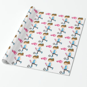 Girl Playing Soccer Wrapping Paper