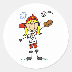 Girl Playing Softball Sticker