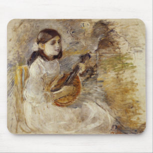 Girl Playing the Mandolin (by Berthe Morisot) Mouse Pad