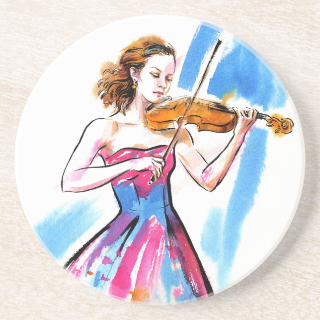 Girl playing the violin coaster (Front)