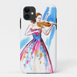 Girl playing the violin iPhone case