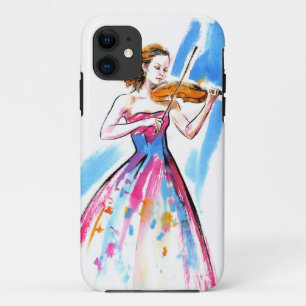 Girl playing the violin iPhone case