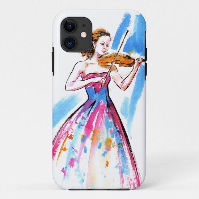 Girl playing the violin iPhone case (Back)
