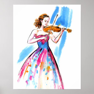 Girl playing the violin poster