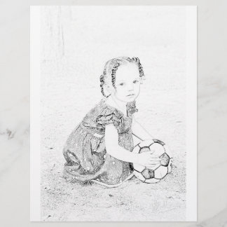 Girl playing with Football colouring page