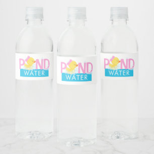 Girl Pond Water Watercolor Rubber Duck Bottle Label