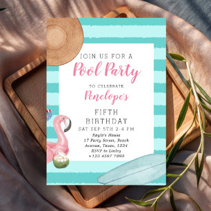 Girl Pool Birthday Party Invitation