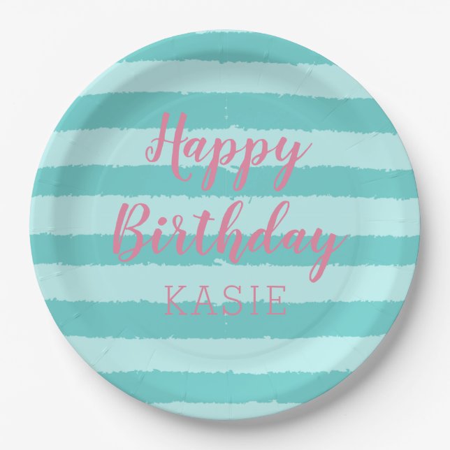 Girl Pool Birthday Party Paper Plate (Front)