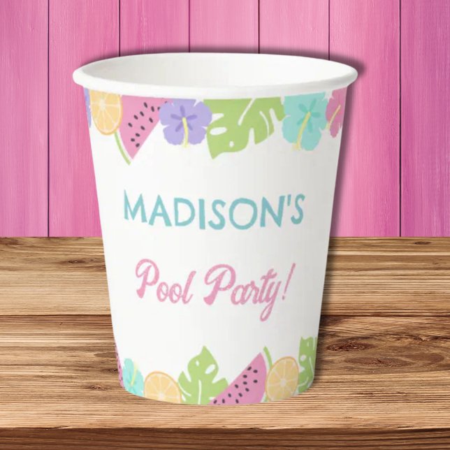 Girl Pool party  Banner Paper Cups (Creator Uploaded)