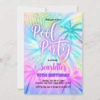 Girl Pool Party Birthday Pastel Tie Dye
