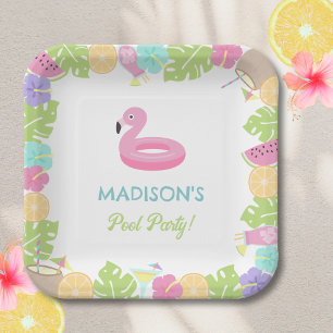 Girl Pool party Paper Plate