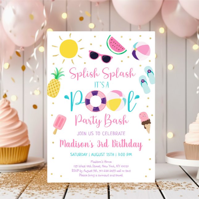 Girl Pool Party Summer Birthday Invitation (Creator Uploaded)