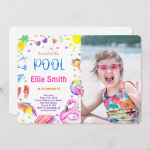 Girl Pool Photo Invitation