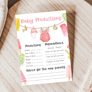 Girl Popsicle Baby Shower Baby Predictions Game